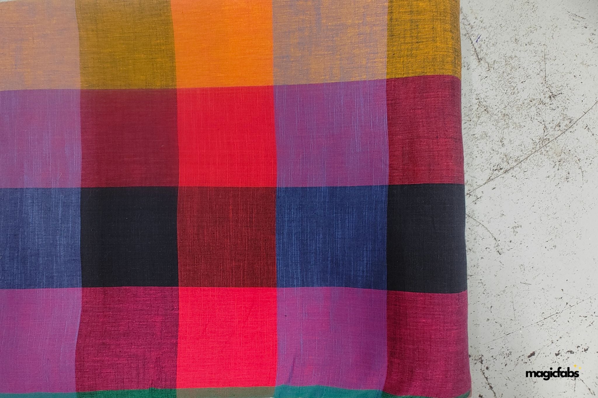 Multicolour Cotton Madras Checks Fabric 2