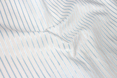 White & Blue Formal Satin Stripe Fabric