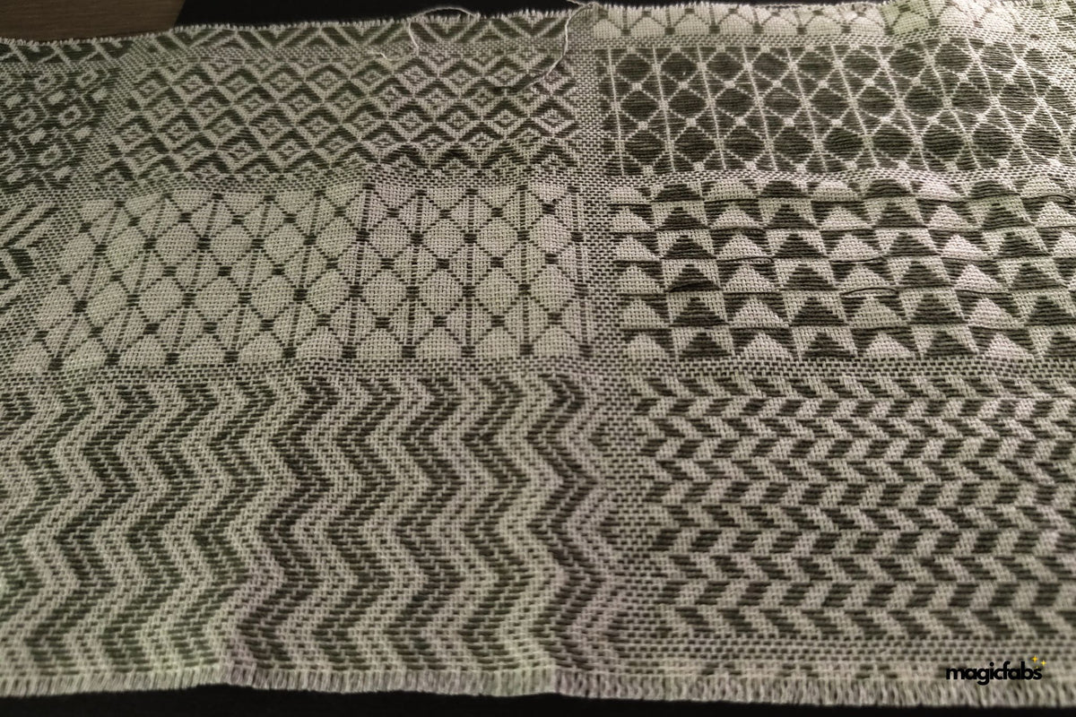 Green Cotton Woven Patchwork Tribal Jacquard Fabric