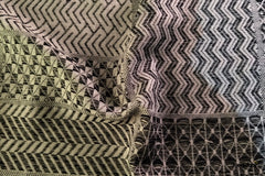 Grey Cotton Woven Patchwork Tribal Jacquard Fabric