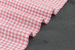 White & Pink Gingham Check Cotton Fabric