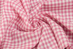 White & Pink Gingham Check Cotton Fabric