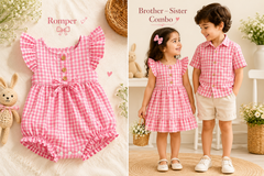 White & Pink Gingham Check Cotton Fabric
