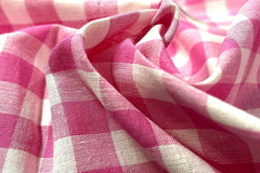 White & Pink Candy Check Cotton Fabric