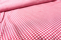 Pink & White Gingham Check Cotton Fabric