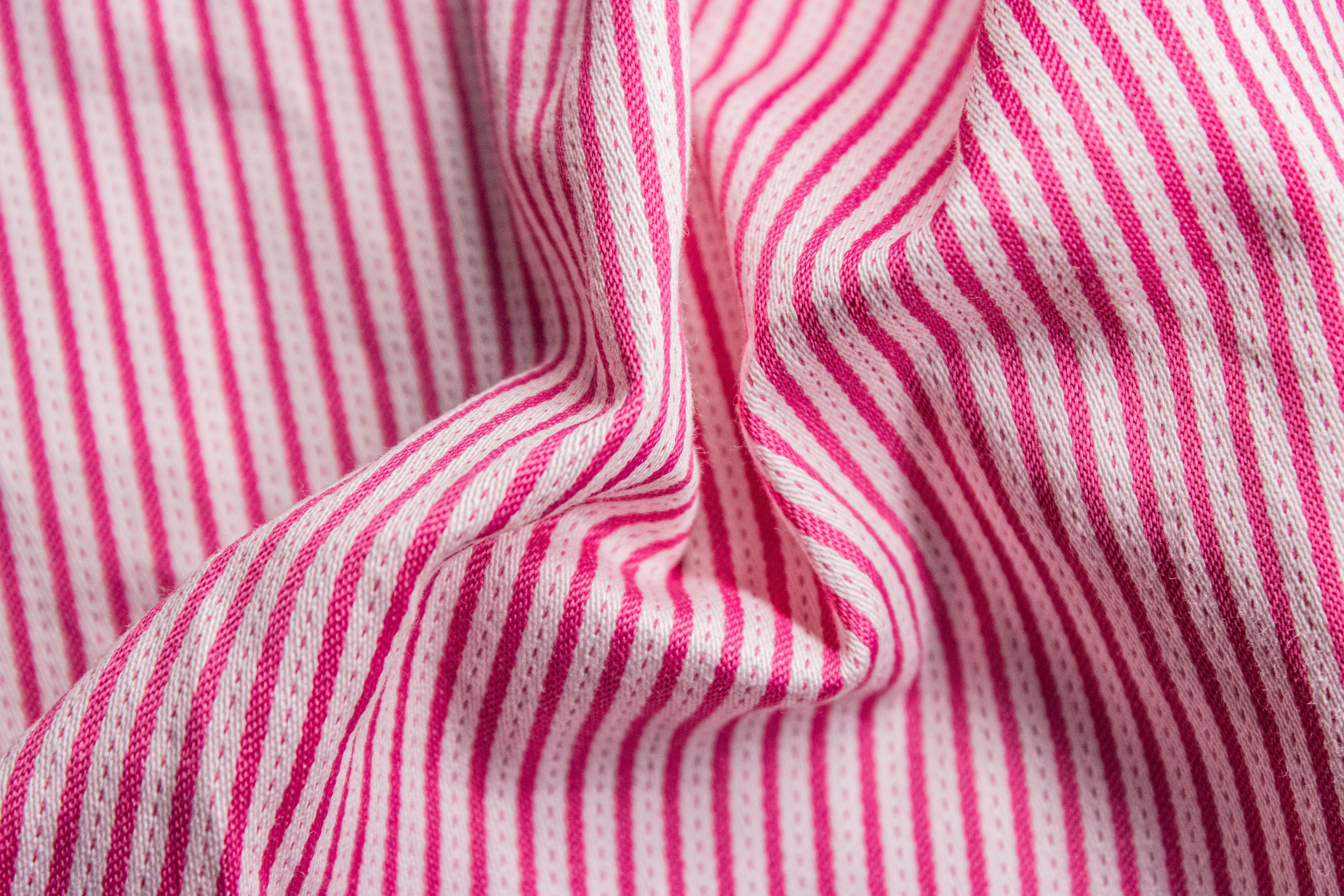 Pink & White Satin Dobby Lycra Stripe