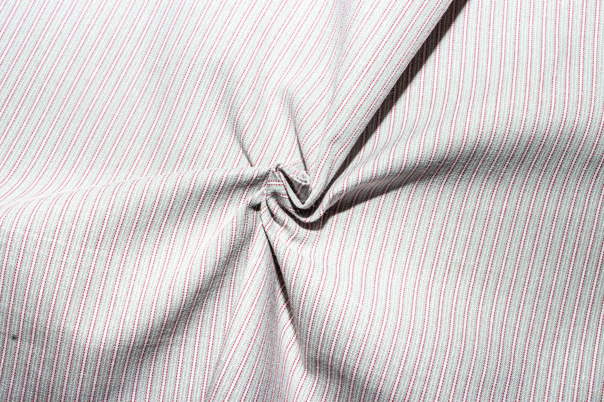 Beige & Red Millmade Stripe Cotton Fabric
