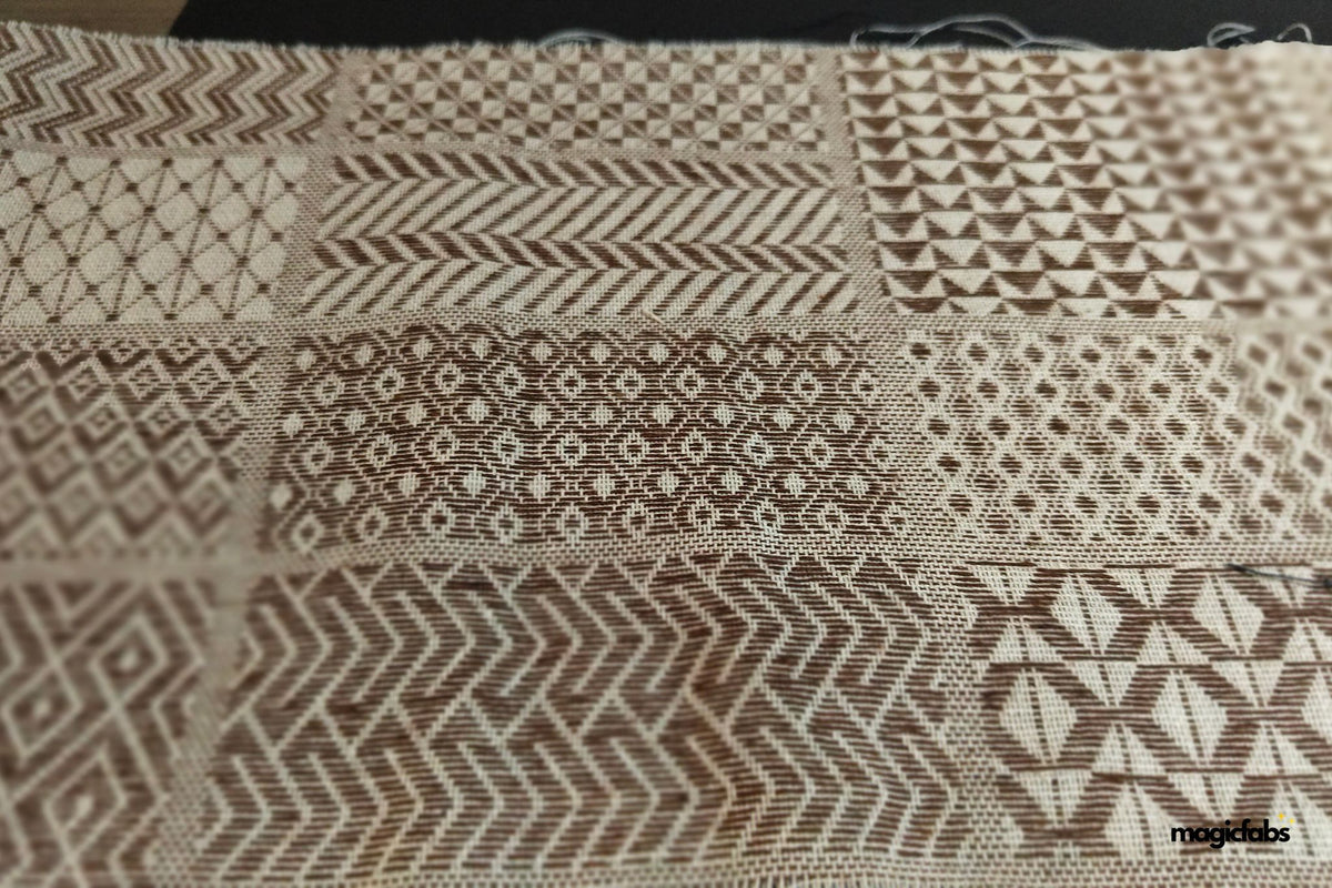 Brown Cotton Woven Patchwork Tribal Jacquard Fabric