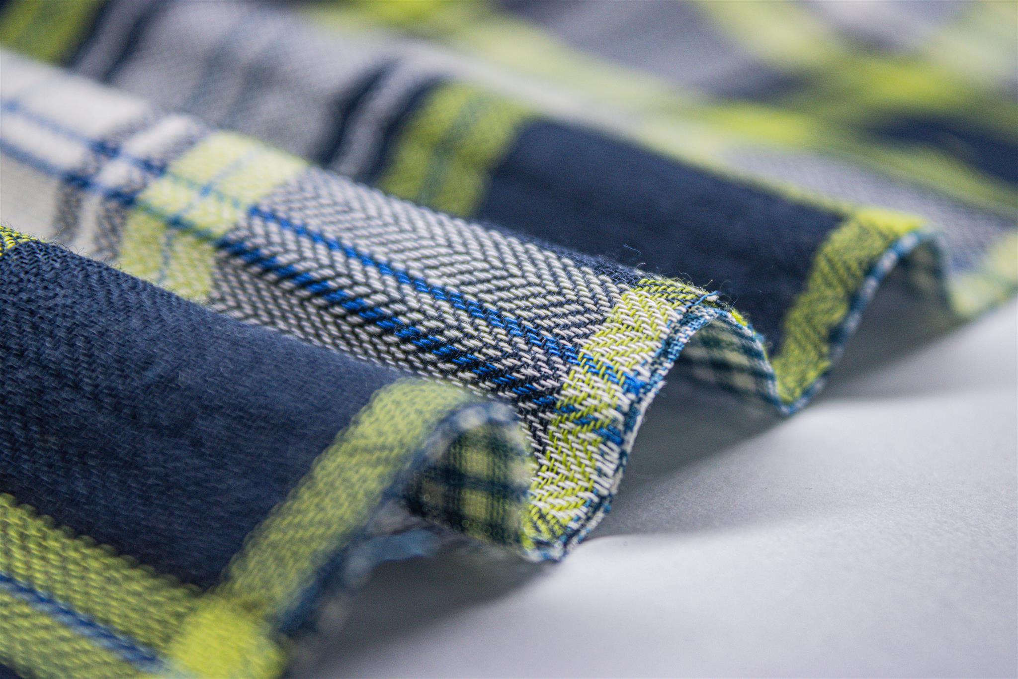 Fluroscent Green & Navy Tarton Check