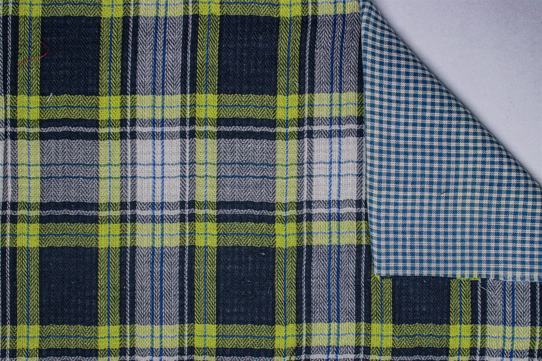 Fluroscent Green & Navy Tarton Check