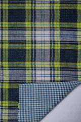 Fluorescent Green & Navy Tartan Check Cotton Fabric