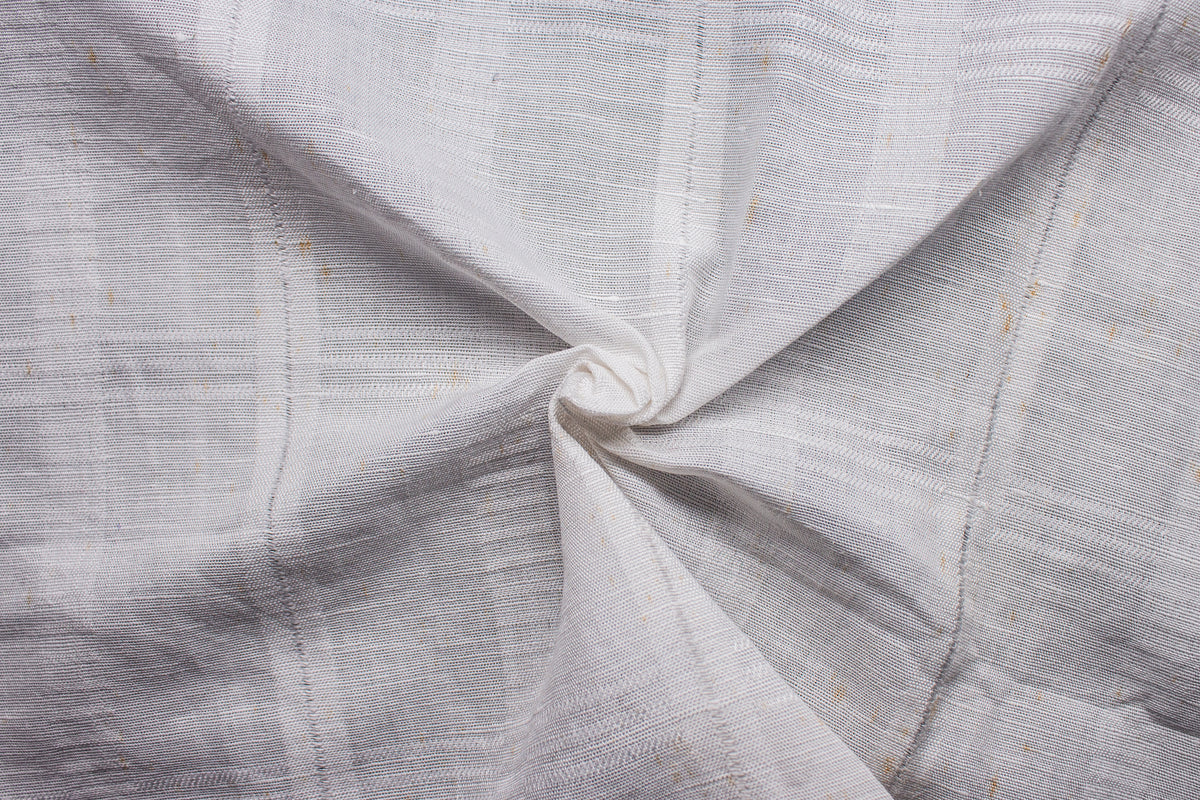 White Self Dobby Check Cotton Linen Fabric