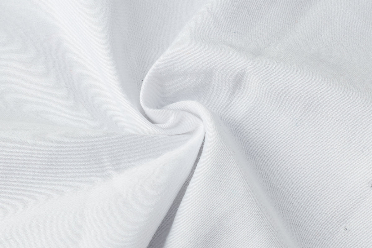 Super Fine Chinos Pure White Plain Cotton Satin Fabric