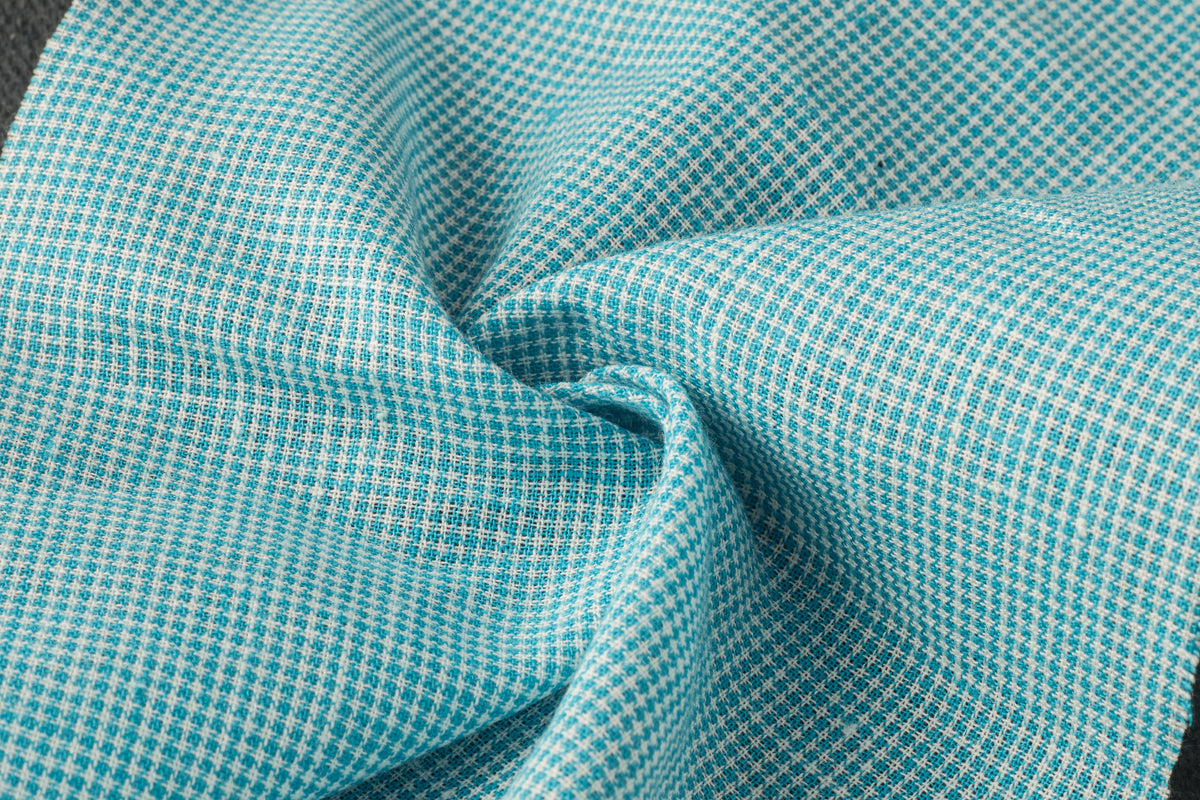 Turquoise & White Mini Houndstooth Cotton Fabric