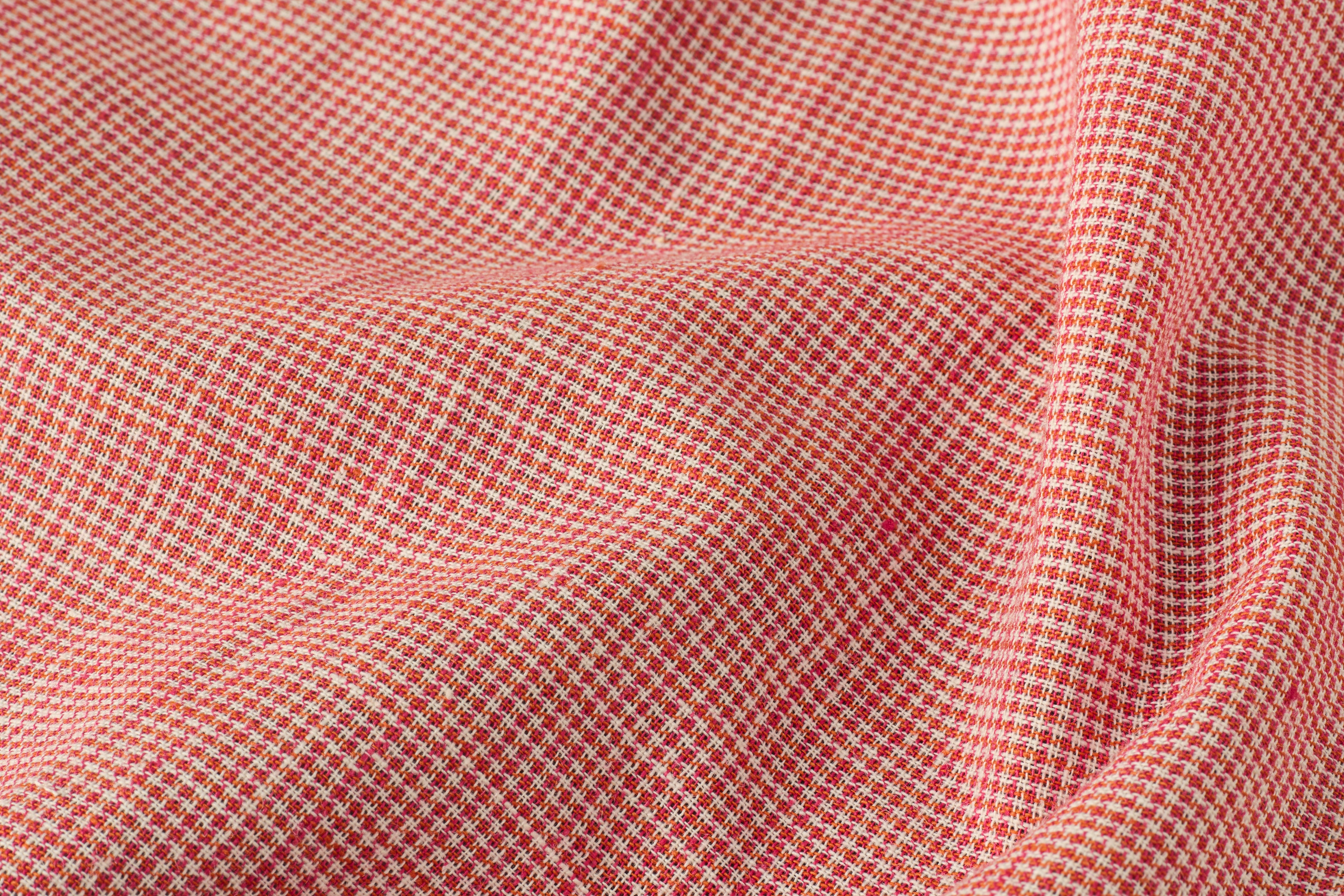 Orangish Red & White Mini Houndstooth