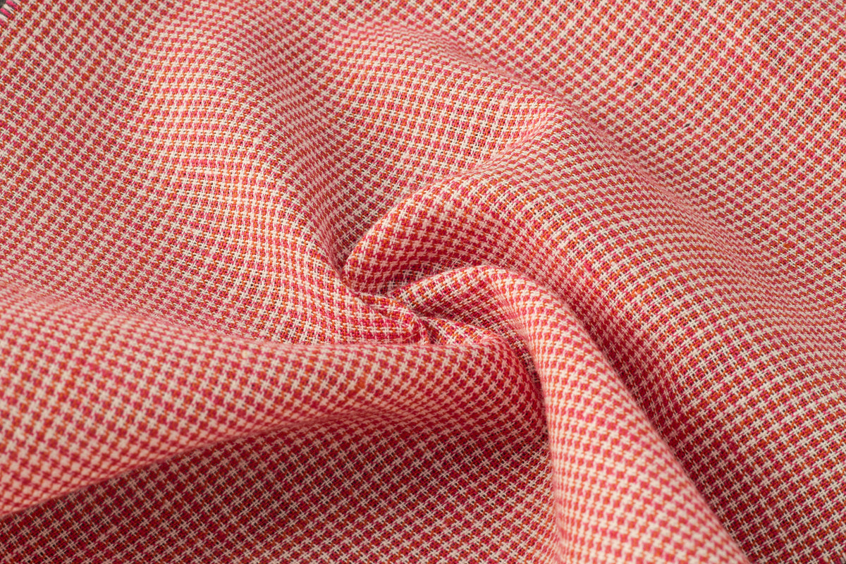 Orange Red & White Mini Houndstooth Cotton Fabric