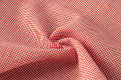 Orange Red & White Mini Houndstooth Cotton Fabric