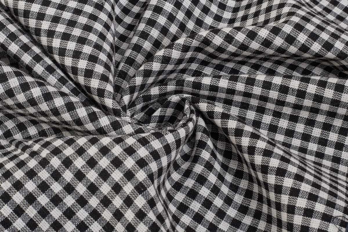 Black & White Gingham Check Cotton Fabric