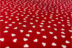 White & Red Canvas Heart Print Cotton Fabric