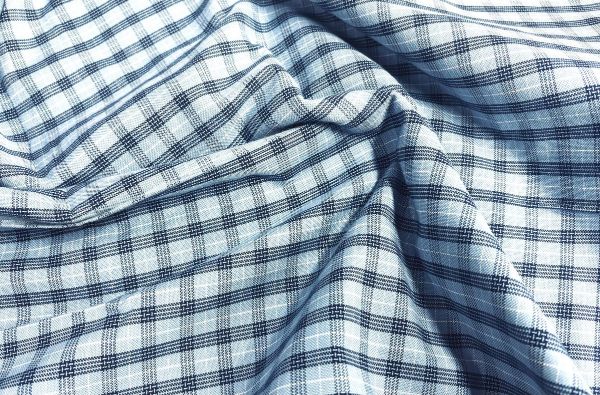 Blue Millmade Oxford Check Cotton Fabric
