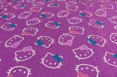 Pink & White Kitty Print Flannel Fabric