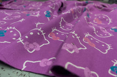 Pink & White Kitty Print Flannel Fabric