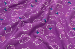 Pink & White Kitty Print Flannel Fabric