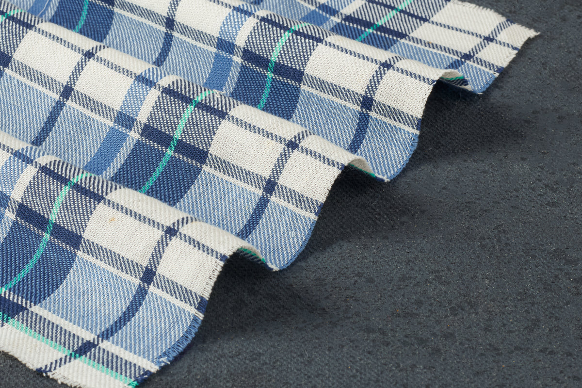 White & Blue Light Weight Twill Check