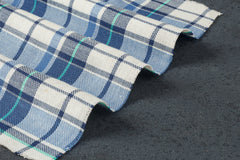 White & Blue Light Weight Twill Check Cotton Fabric