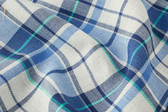 White & Blue Light Weight Twill Check Cotton Fabric