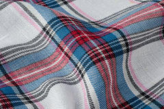 White & Red Tartan Light Weight Twill Check Cotton Fabric
