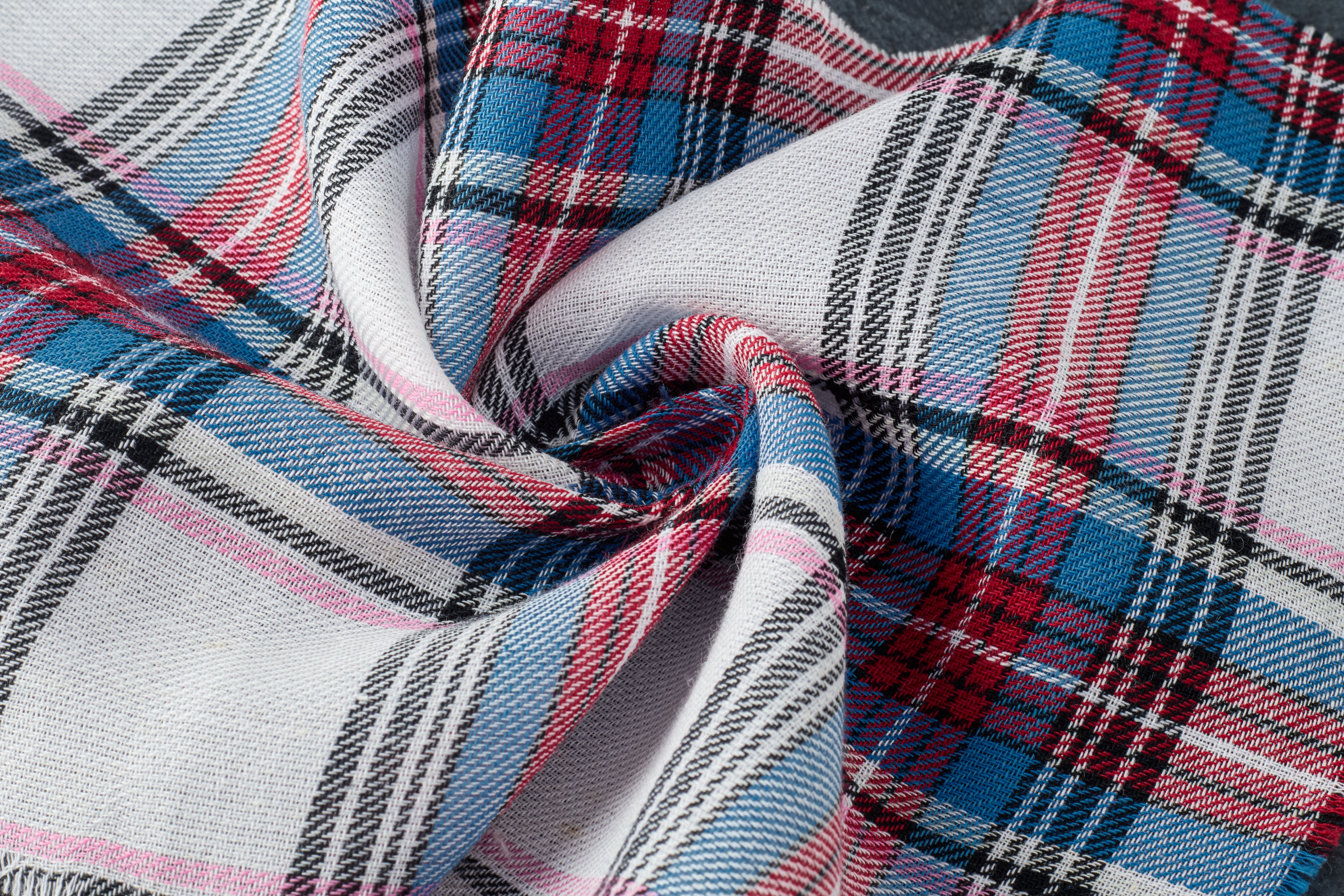 White & Red Tarton Light Weight Twill Check