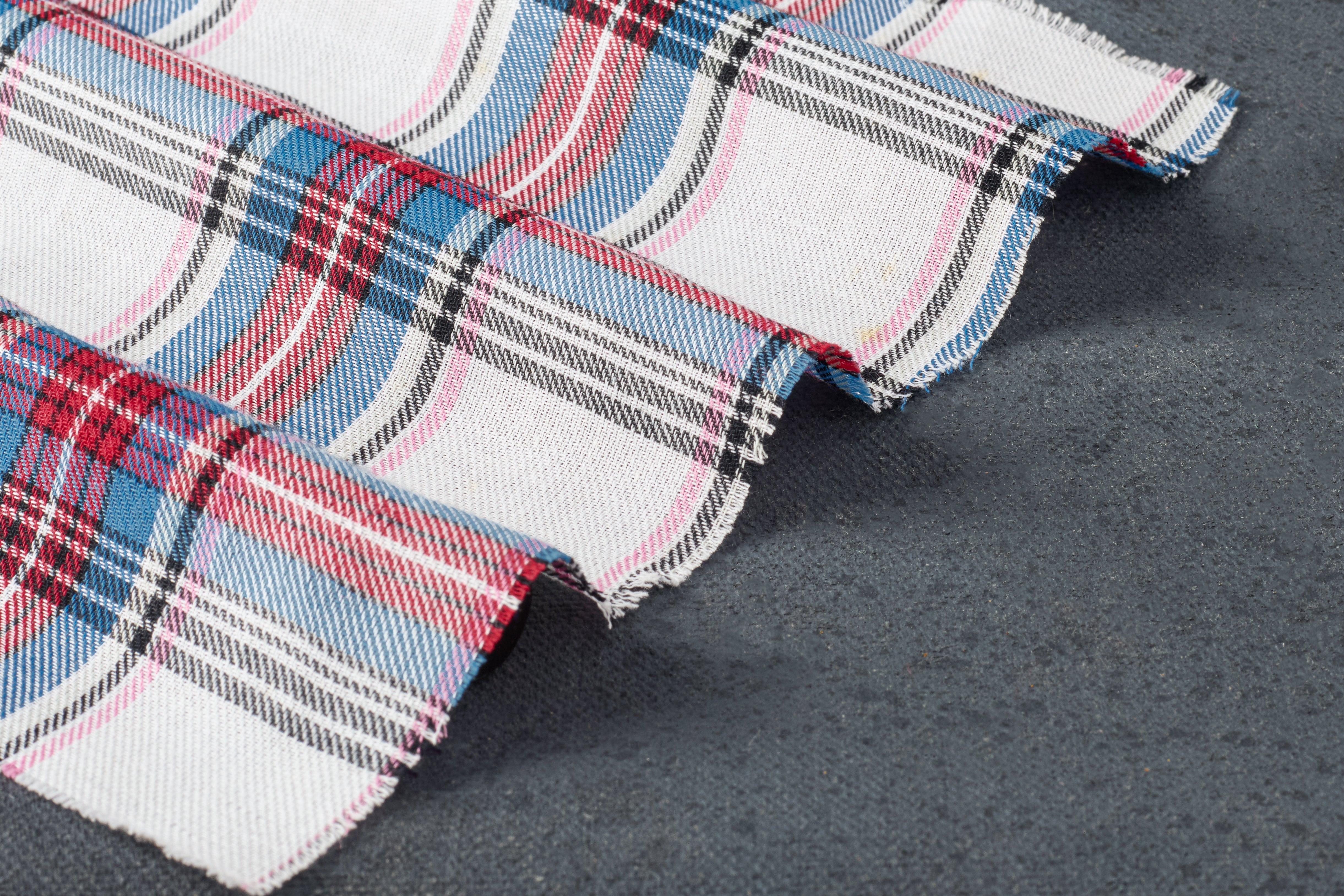 White & Red Tarton Light Weight Twill Check