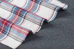 White & Red Tartan Light Weight Twill Check Cotton Fabric