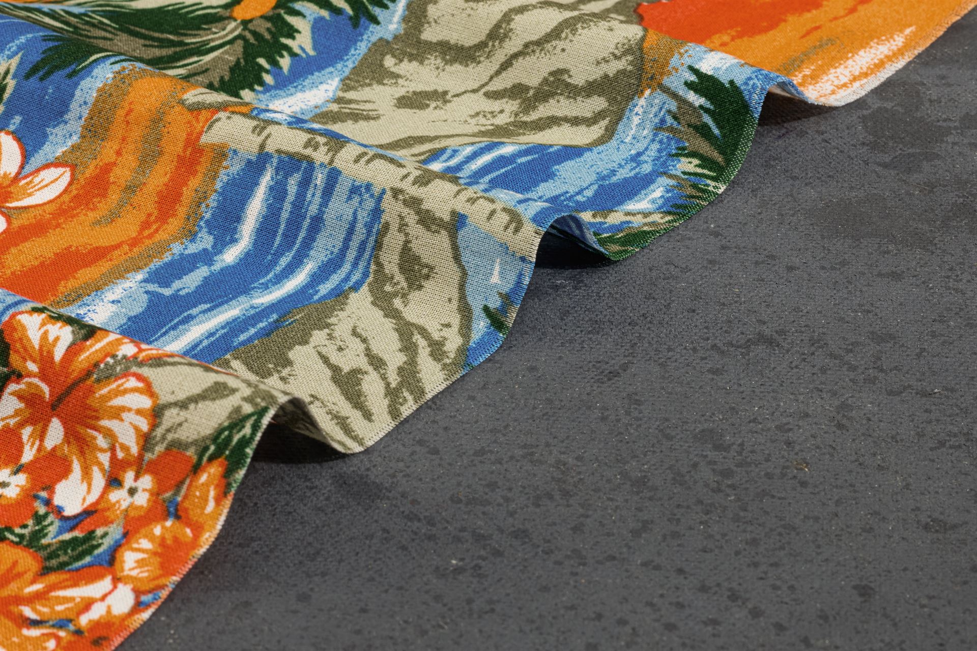 Blue & Orange Hawaiian Print