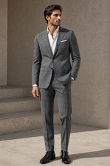 Grey Suiting Plain Cotton Linen Fabric