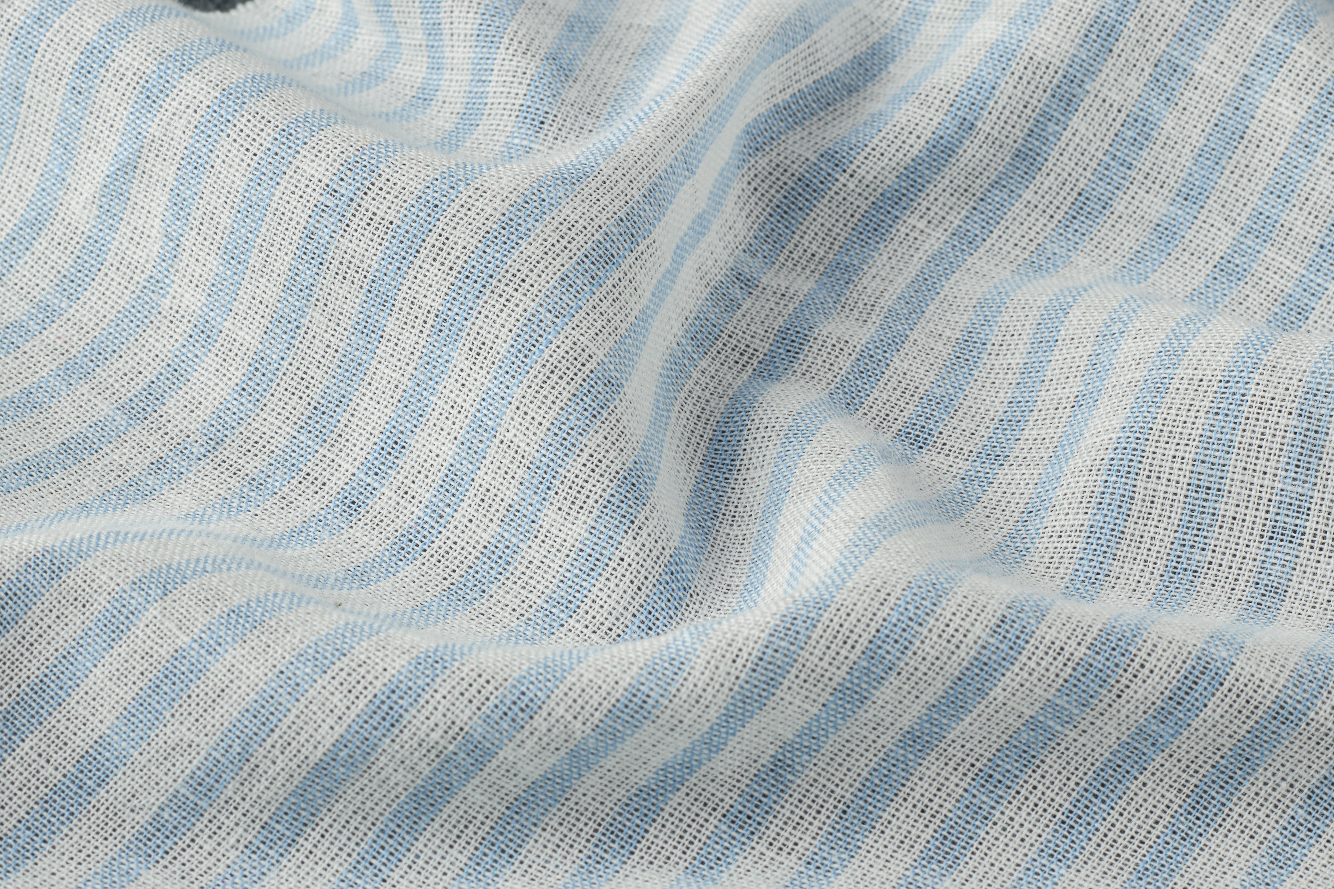 White & Blue Voile Pin Stripe