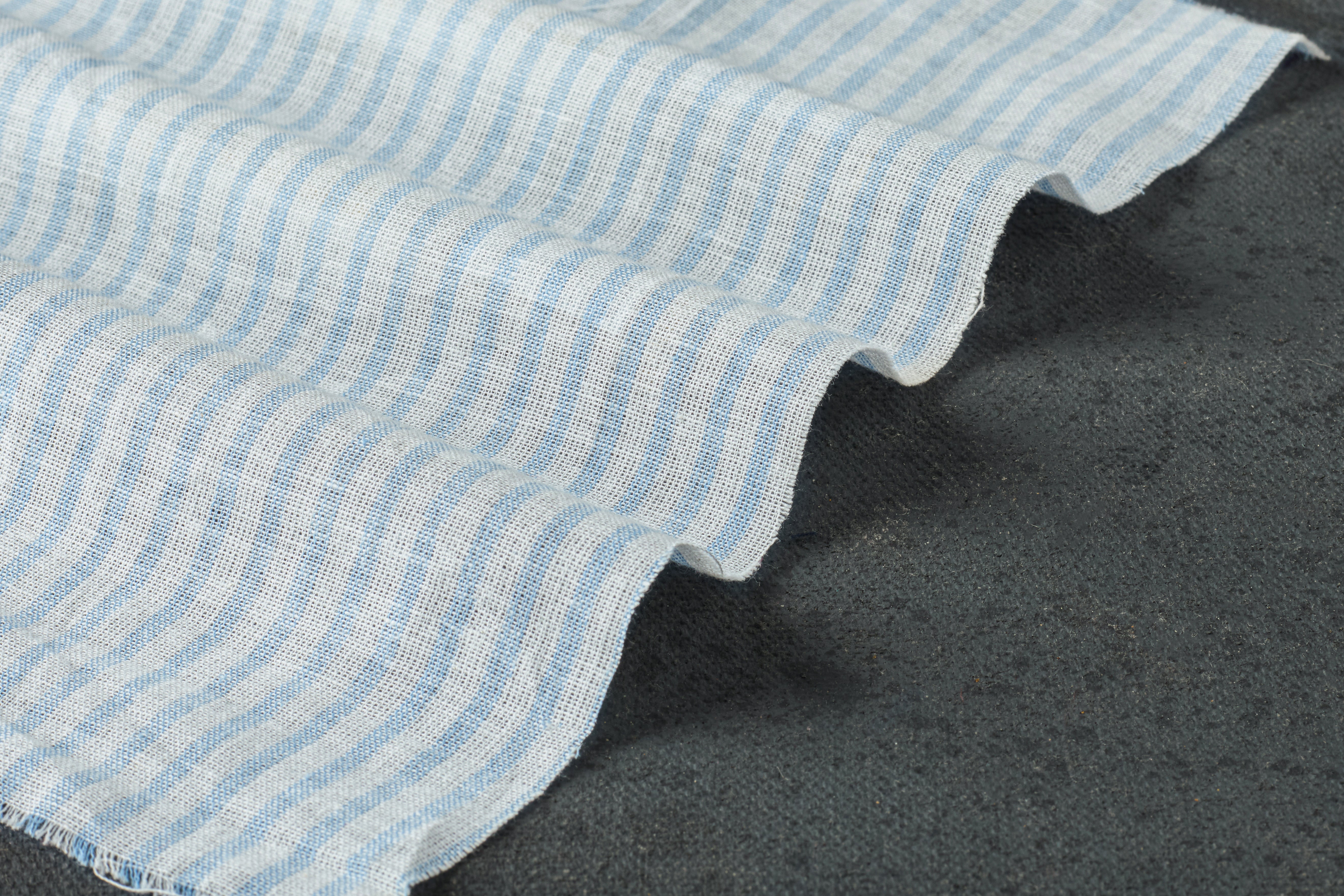 White & Blue Voile Pin Stripe
