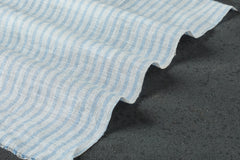 White & Blue Voile Pin Stripe Cotton Fabric