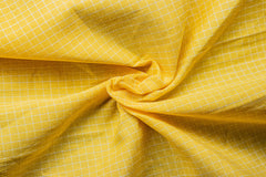 Golden Yellow Formal Mini Check Cotton Fabric