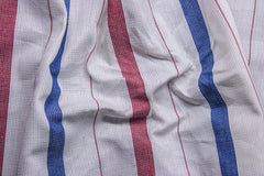 White Multicolour with Neps Stripe Cotton Fabric