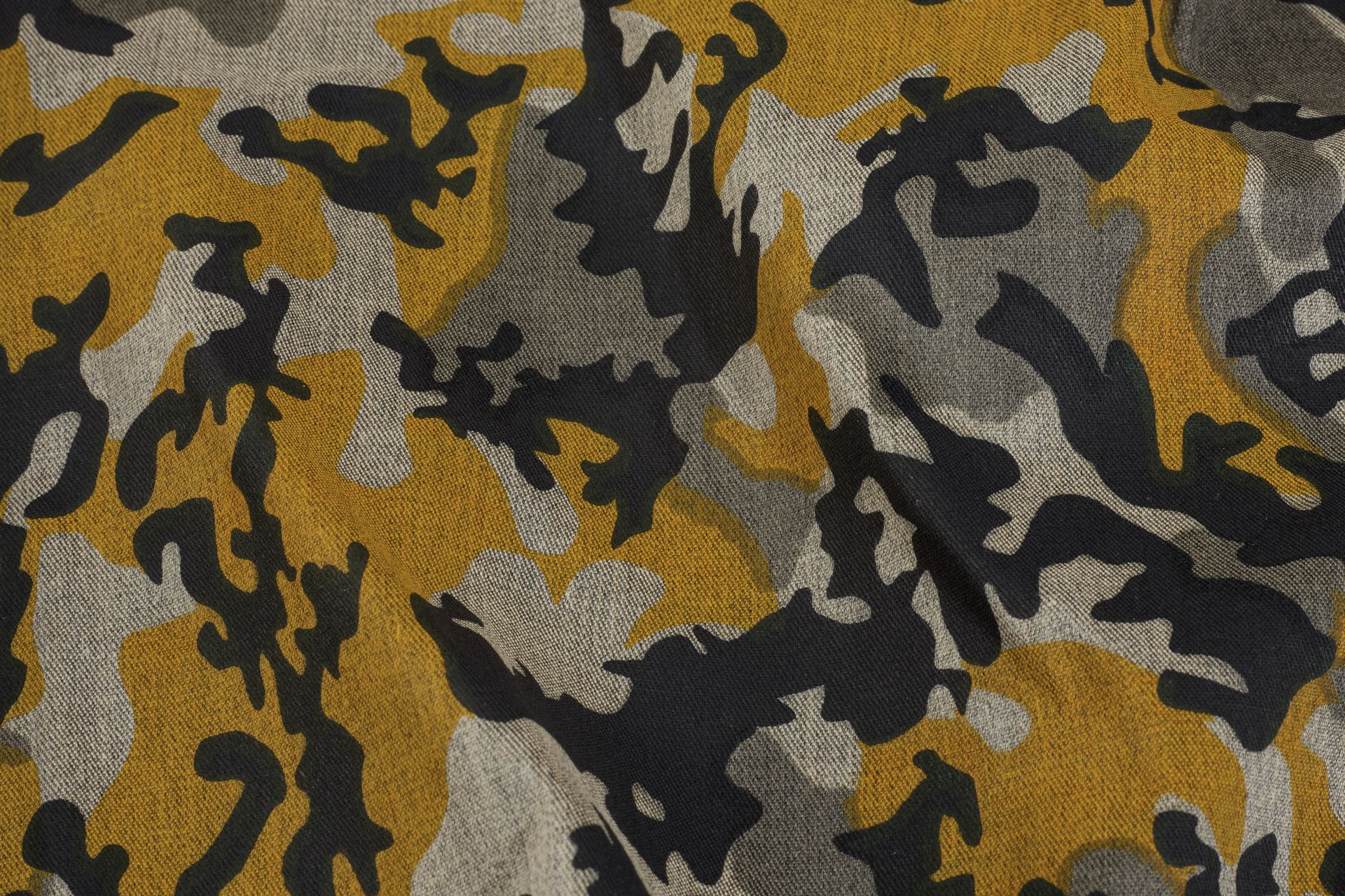Yellow Black Military Print On melange Lycra