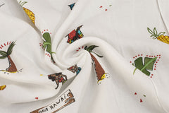 Multicolour Tropical Beachy Print on White Base