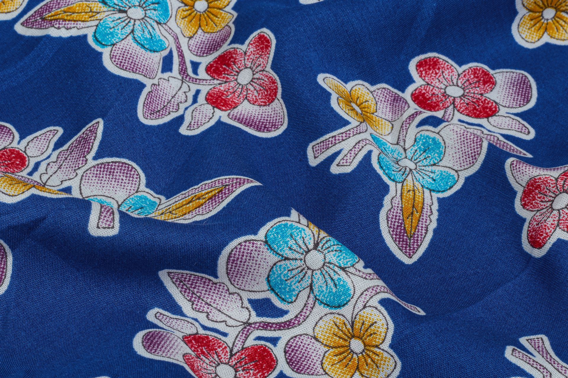 Royal Blue With Multicolour Floral Print
