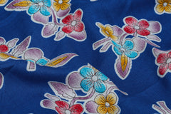 Royal Blue with Multicolour Floral Print Viscose Fabric
