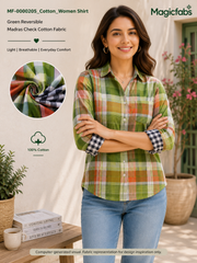 Green Reversible Madras Check Cotton Fabric
