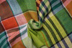 Green Reversible Madras Check Cotton Fabric