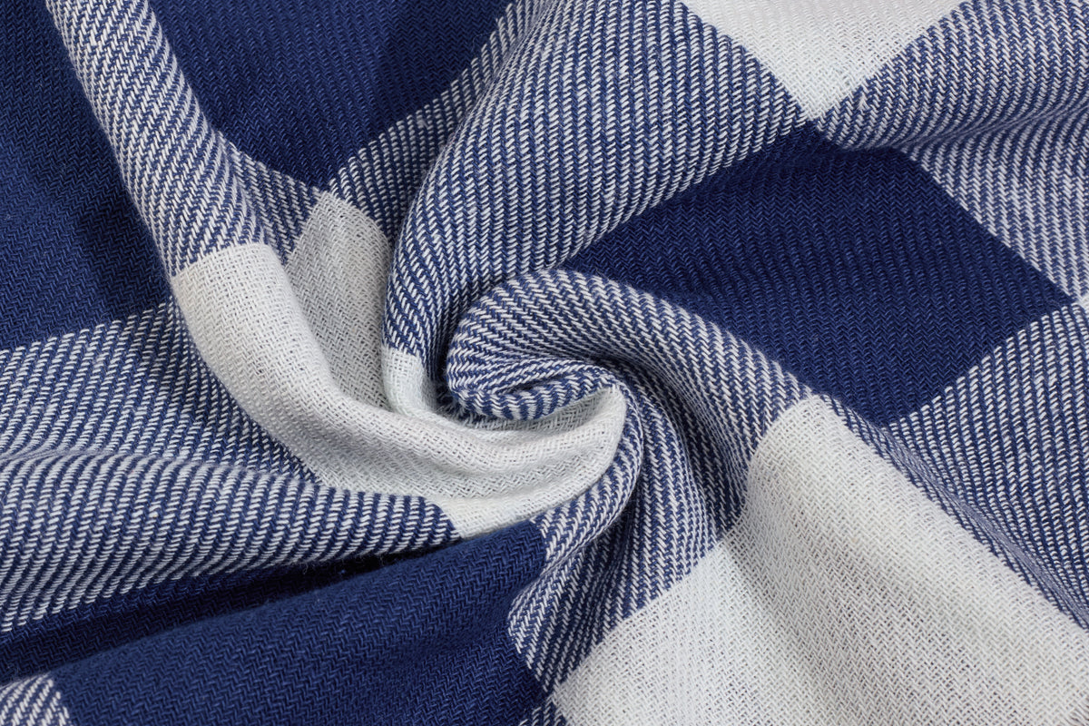 Royal Blue & White Tom Tom Reversible Double Cloth Fabric