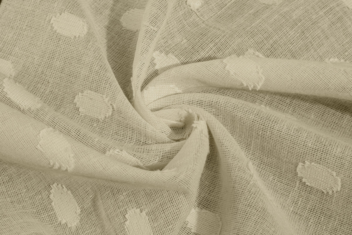 Natural Grey Small Coin Dobby Jacquard Cotton Fabric
