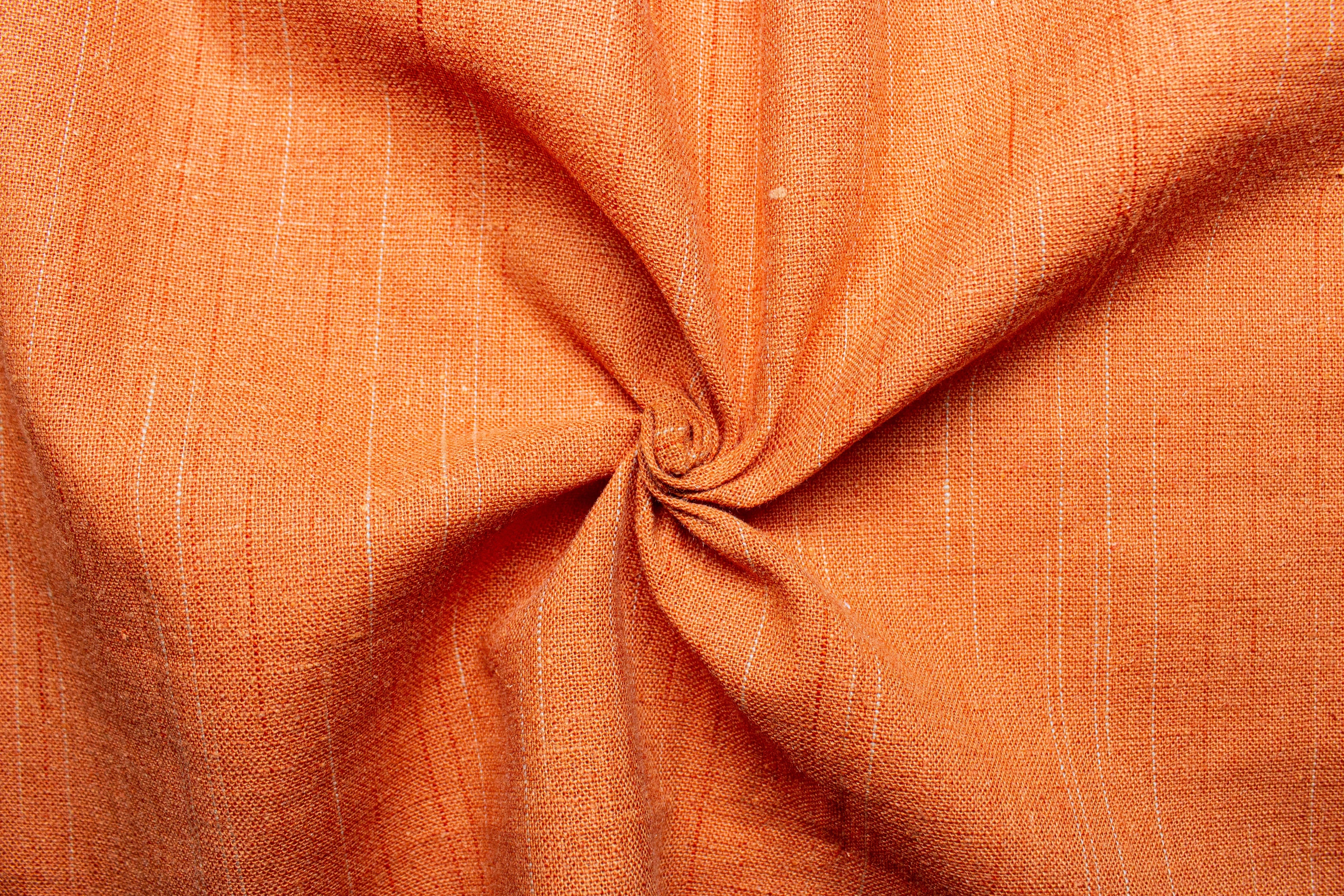 Burnt Orange Slub Plain Cotton Linen Fabric